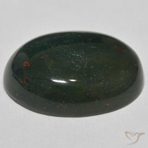 Pietra del sangue Verde scuro naturale da 33.61 ct, Ovale, Opaco