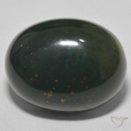 28.01ct Naturale Verde scuro Pietra del sangue, Ovale, Opaco