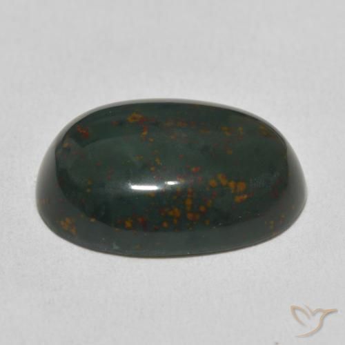 Pietra del sangue Verde scuro naturale da 10.28 ct, Ovale, Opaco