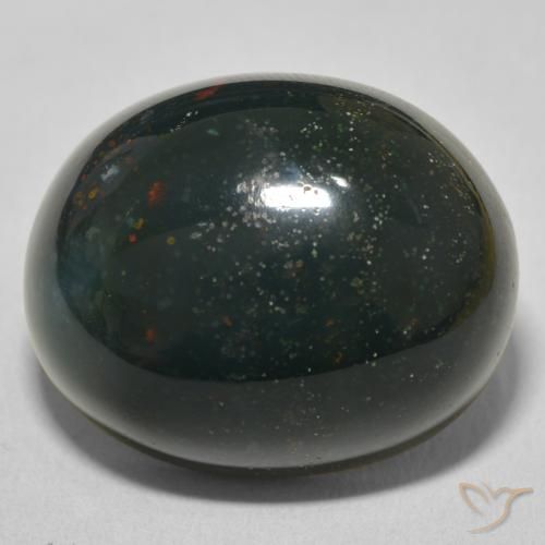 32.86ct Naturale Verde foresta Pietra del sangue, Ovale, Opaco