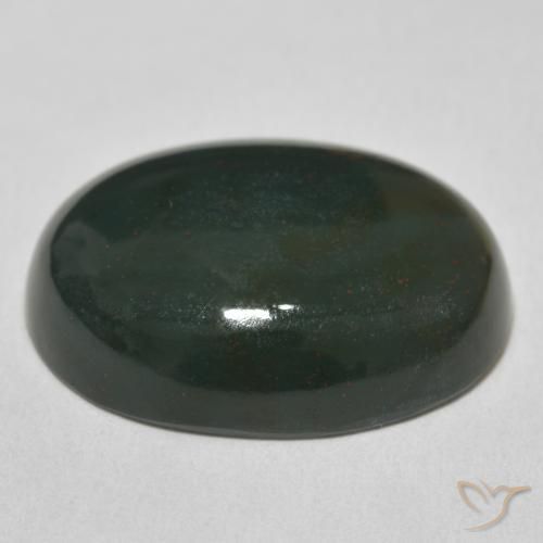 Pietra del sangue Verde scuro naturale da 26.46 ct, Ovale, Opaco