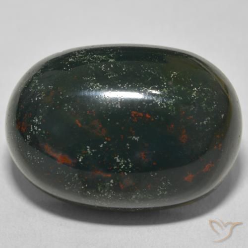 30.81ct Naturale Verde multicolore Pietra del sangue, Ovale, Opaco