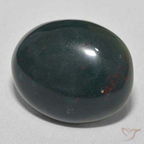 Pietra del sangue Verde scuro medio naturale da 17.00 ct, Ovale, Opaco