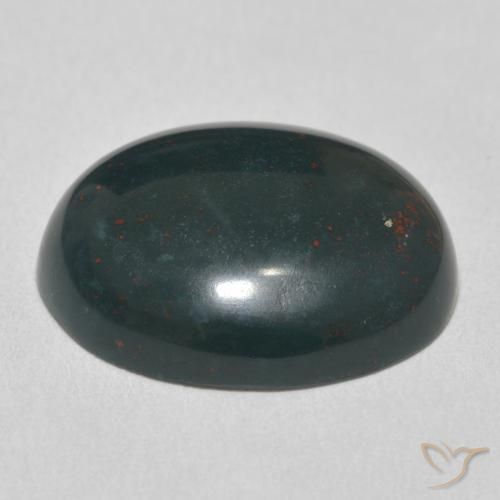 Pietra del sangue Verde scuro medio naturale da 17.00 ct, Ovale, Opaco
