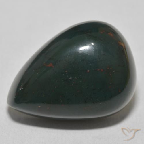 32.84ct Naturale Verde multicolore Pietra del sangue, Forma a pera, Opaco
