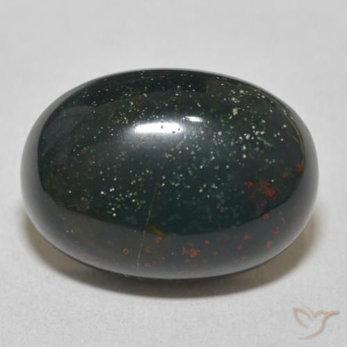 16.56ct Naturale Verde foresta Pietra del sangue, Ovale, Opaco
