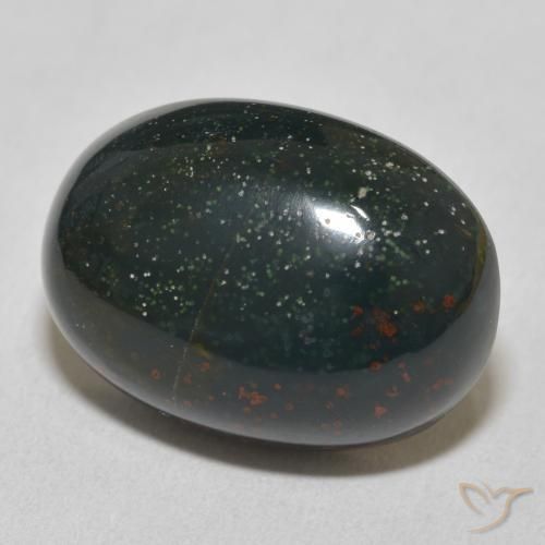 Pietra del sangue Verde foresta naturale da 16.56 ct, Ovale, Opaco