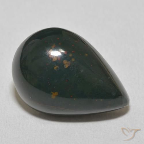Pietra del sangue Verde scuro naturale da 10.92 ct, Forma a pera, Opaco