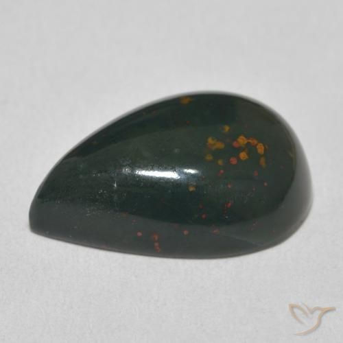Pietra del sangue Verde scuro naturale da 10.92 ct, Forma a pera, Opaco