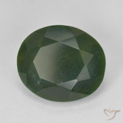Pietra del sangue Verde terroso naturale da 9.39 ct, Ovale, Opaco