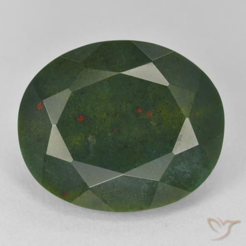 17.04ct Naturale Verde e Rosso Pietra del sangue, Ovale, Opaco
