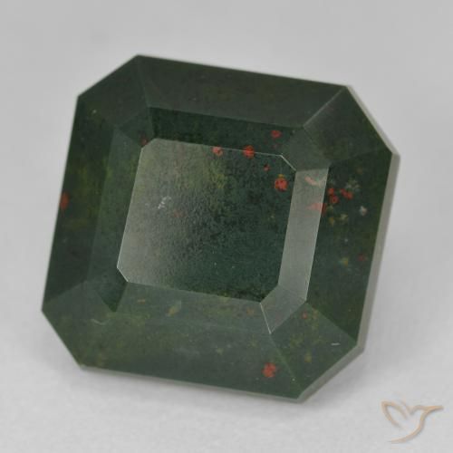 Pietra del sangue Verde foresta naturale da 17.25 ct, Ottagonale / Taglio smeraldo, Opaco
