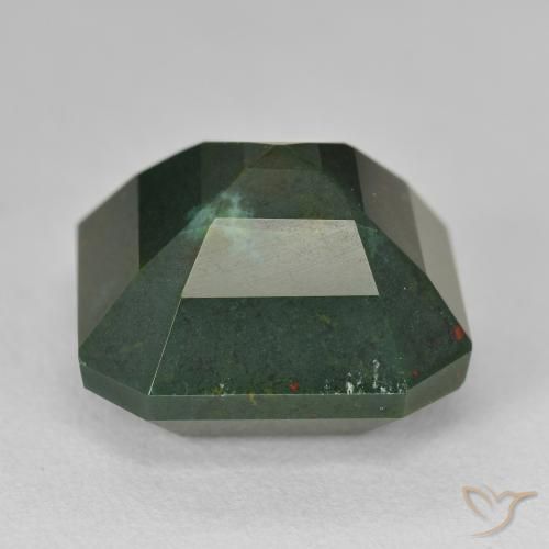 Pietra del sangue Verde foresta naturale da 17.25 ct, Ottagonale / Taglio smeraldo, Opaco