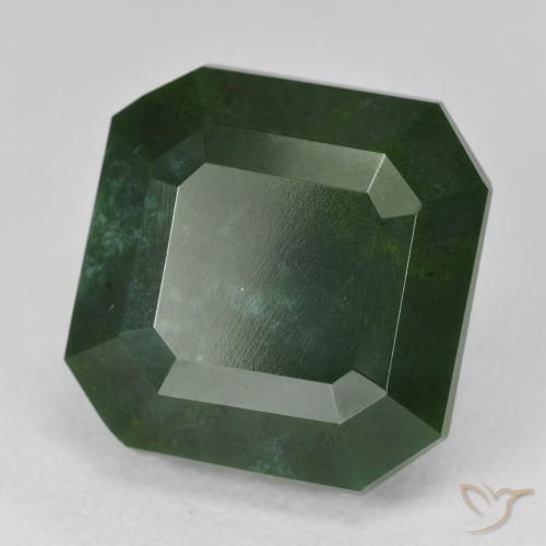 Pietra del sangue Verde scuro naturale da 18.72 ct, Ottagonale / Taglio smeraldo, Opaco