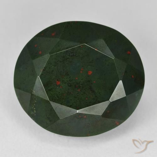 23.63ct Naturale Verde foresta Pietra del sangue, Ovale, Opaco