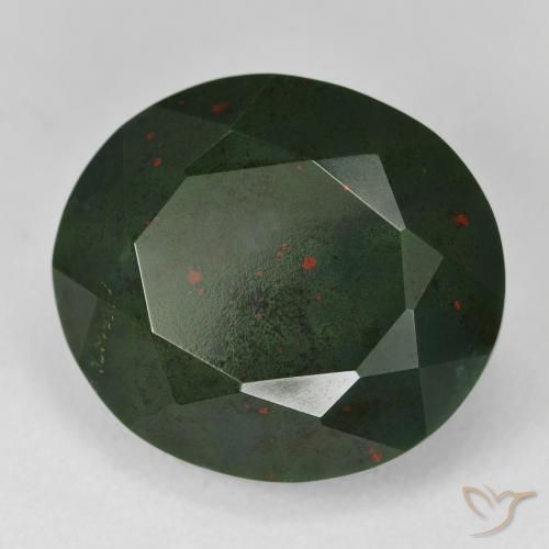 Pietra del sangue Verde foresta naturale da 23.63 ct, Ovale, Opaco