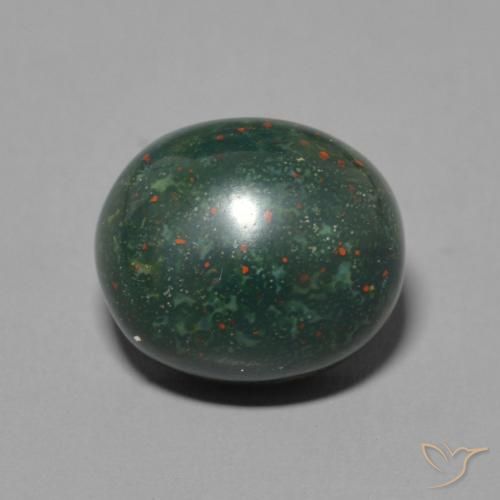 6.07ct Naturale Verde multicolore Pietra del sangue, Ovale, Opaco