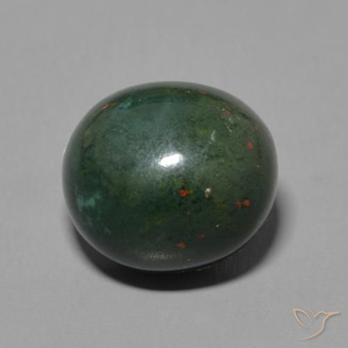 6.59ct Naturale Verde e Rosso Pietra del sangue, Ovale, Opaco