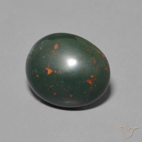 Pietra del sangue Verde e Rosso naturale da 2.25 ct, Ovale, Opaco