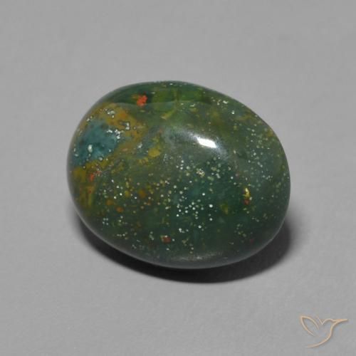 Pietra del sangue Verde terroso naturale da 3.32 ct, Ovale, Opaco