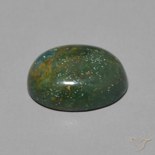 Pietra del sangue Verde terroso naturale da 3.32 ct, Ovale, Opaco