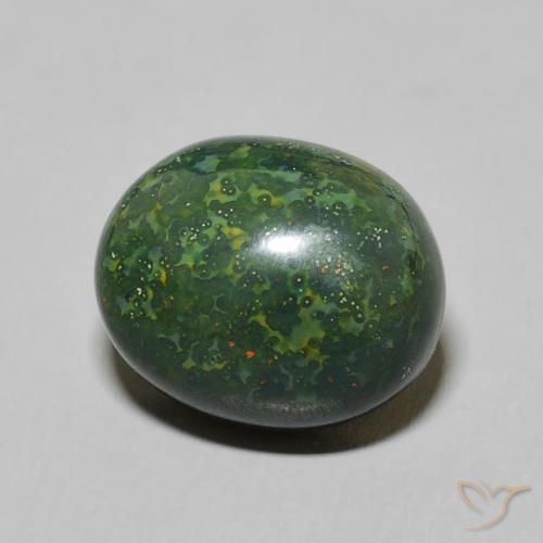 Pietra del sangue Verde scuro naturale da 4.93 ct, Ovale, Opaco