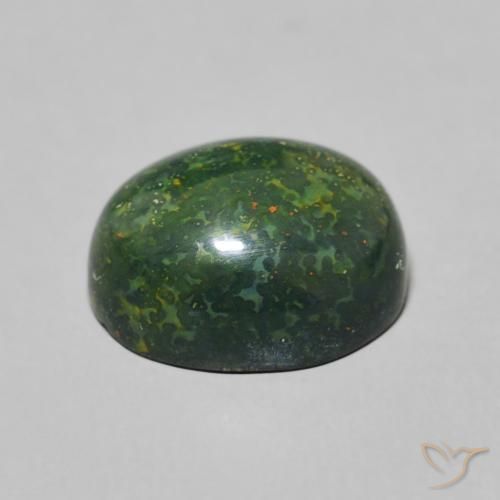 Pietra del sangue Verde scuro naturale da 4.93 ct, Ovale, Opaco
