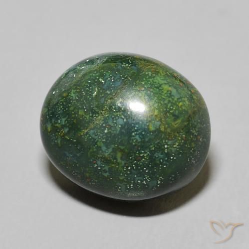 Pietra del sangue Verde scuro naturale da 8.18 ct, Ovale, Opaco