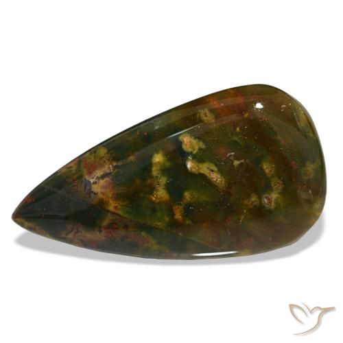 Eliotropio naturale verde da 12,81 ct, taglio a pera, opaco