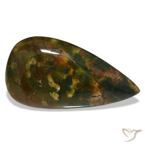 Eliotropio naturale verde da 12,81 ct, taglio a pera, opaco