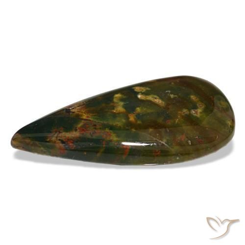 Eliotropio naturale verde da 12,81 ct, taglio a pera, opaco