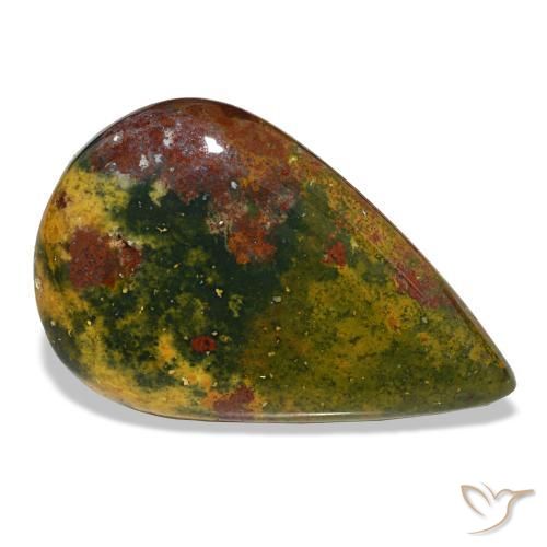 Eliotropio naturale verde da 12,99 ct, taglio a pera, opaco