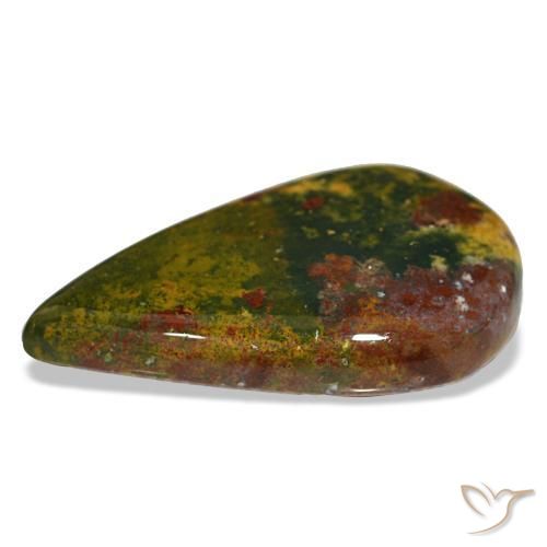 Eliotropio naturale verde da 12,99 ct, taglio a pera, opaco