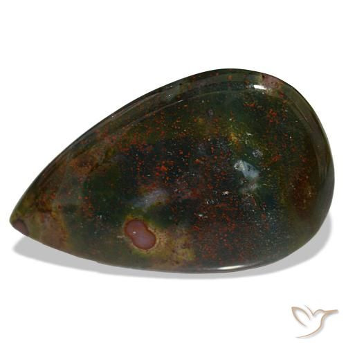 Eliotropio naturale verde da 30,24 ct, taglio a pera, opaco