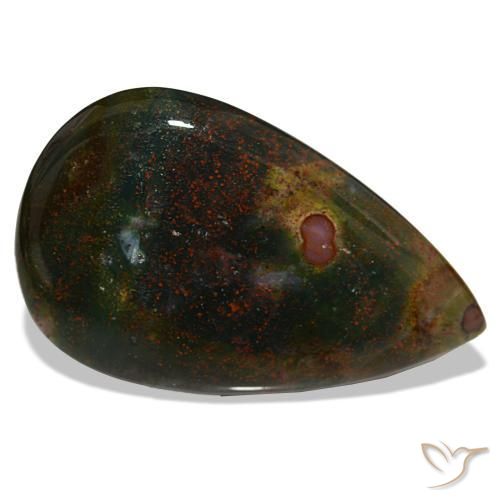 Eliotropio naturale verde da 30,24 ct, taglio a pera, opaco