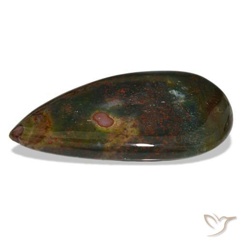Eliotropio naturale verde da 30,24 ct, taglio a pera, opaco