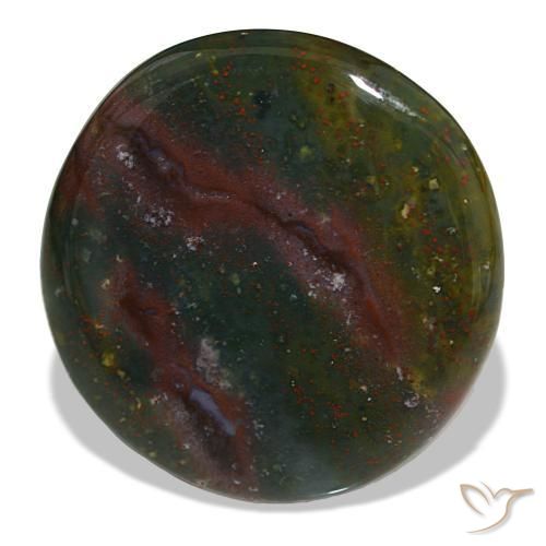 Eliotropio naturale verde da 23,67 ct, taglio rotondo, opaco