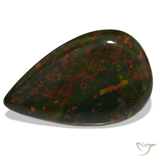 Eliotropio naturale verde da 32,00 ct, taglio a pera, opaco
