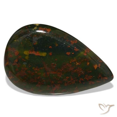 Eliotropio naturale verde da 32,00 ct, taglio a pera, opaco