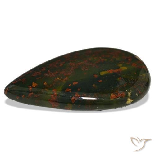 Eliotropio naturale verde da 32,00 ct, taglio a pera, opaco