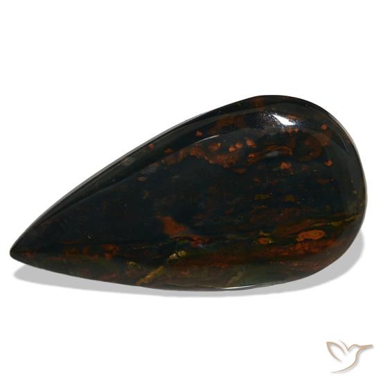 Eliotropio naturale verde da 37,50 ct, taglio a pera, opaco
