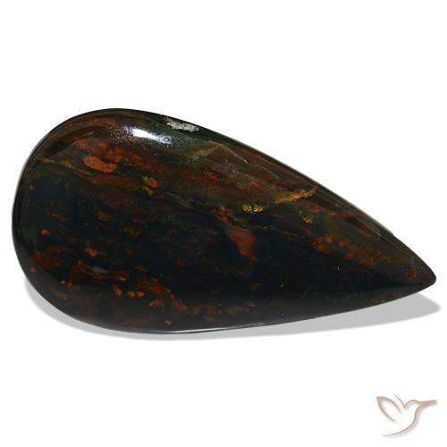 Eliotropio naturale verde da 37,50 ct, taglio a pera, opaco