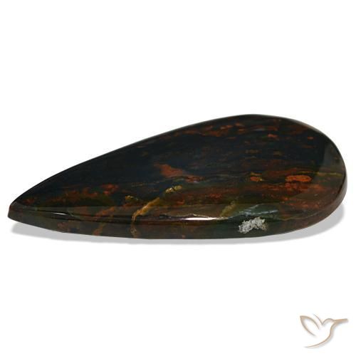 Eliotropio naturale verde da 37,50 ct, taglio a pera, opaco