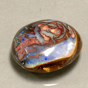 Opale boulder naturale multicolore da 8,16 ct, taglio ovale, opaco