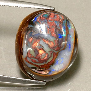 Opale boulder naturale multicolore da 8,16 ct, taglio ovale, opaco