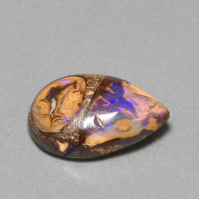 Opale boulder naturale multicolore da 3,22 ct, taglio a pera, opaco