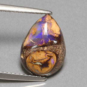 Opale boulder naturale multicolore da 3,22 ct, taglio a pera, opaco