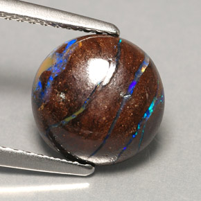 Opale boulder naturale multicolore da 3,11 ct, taglio rotondo, opaco