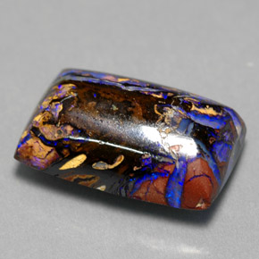 Opale boulder naturale multicolore da 6,50 ct, baguette, opaco