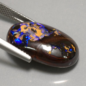 Opale boulder naturale multicolore da 14,18 ct, taglio ovale, opaco